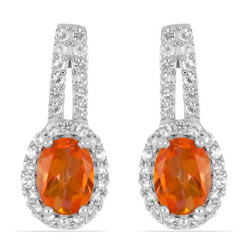 1.82 CT PADPARADSCHA QUARTZ STERLING SILVER EARRINGS #VE010930
